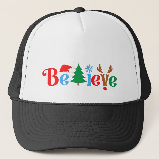 Christmas Believe Trucker Hat (Front)