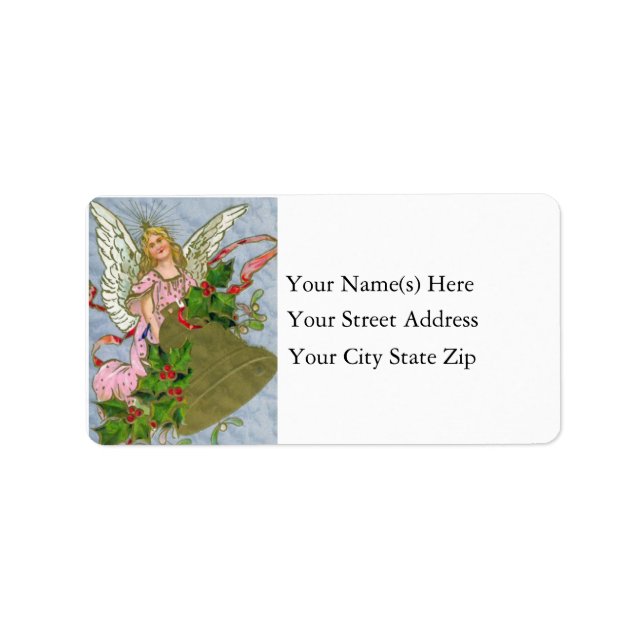 Christmas Bell and Angel Vintage Address Label (Front)