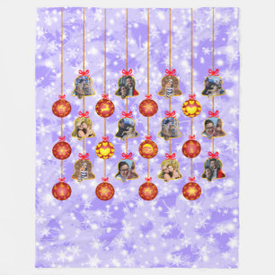 Christmas Bell & Ball Ornament 6 Photos L-Purple V Fleece Blanket