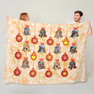 Christmas Bell & Ball Ornaments 6 Photos L-Peach Fleece Blanket