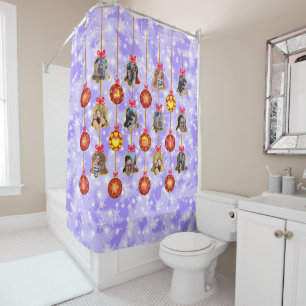 Christmas Bell & Ball Ornaments 6 Photos L-Purple Shower Curtain
