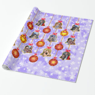 Christmas Bell & Ball Ornaments 6 Photos L-Red Wrapping Paper