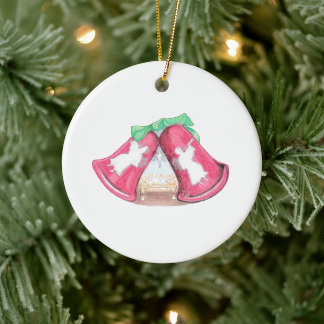 Christmas Bell Creche Ceramic Tree Decoration (Tree)