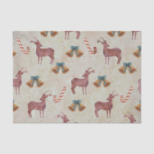 Christmas Bell Deer Candy Cane Tissue Paper