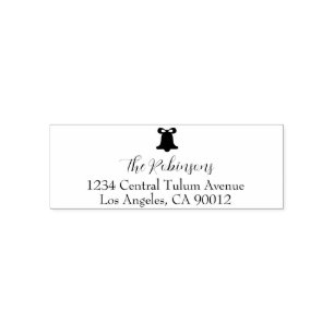 Christmas Bell Family Name Return Address Self-inking Stamp