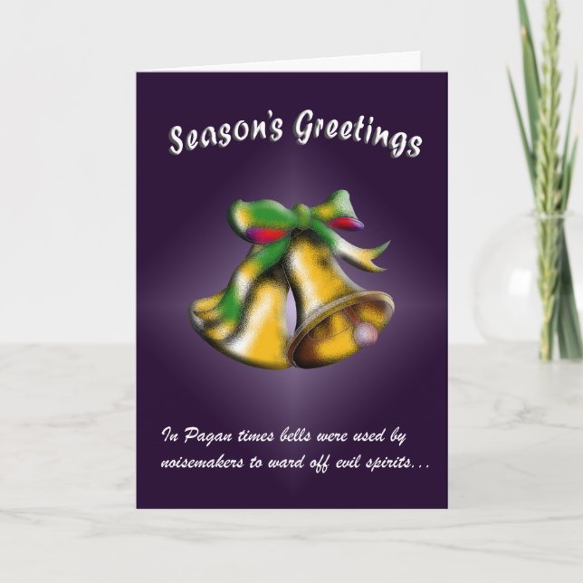 Christmas Bell (Gold/Purple) Holiday Card (Front)