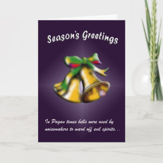 Christmas Bell (Gold/Purple) Holiday Card
