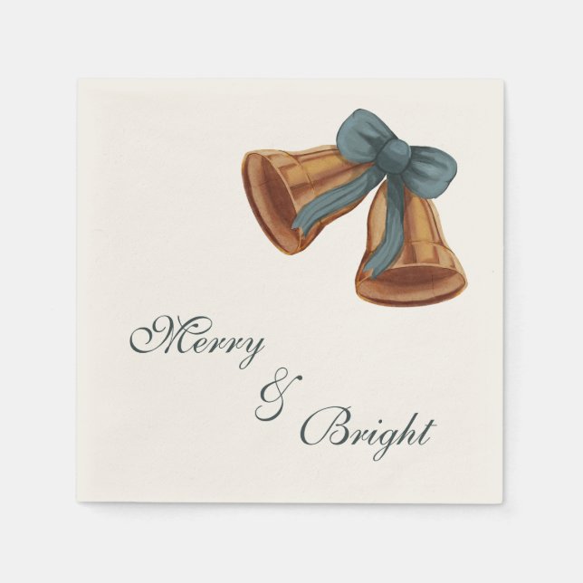 Christmas Bell Merry &Bright Napkin (Front)