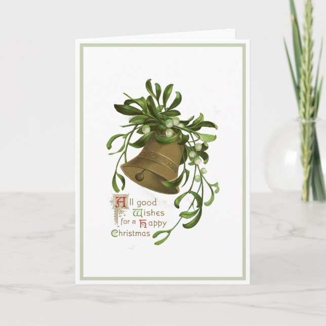 Christmas Bell Mistletoe Vintage Holiday (Front)