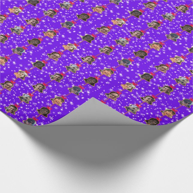 Christmas Bell Ornaments 9 Photos D-Purple Wrapping Paper (Corner)
