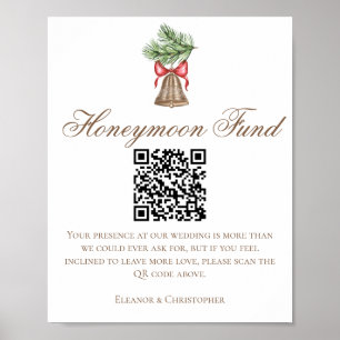 Christmas Bell Wedding Honeymoon Fund QR Code Poster