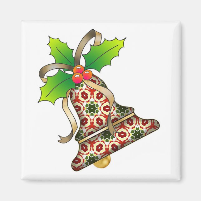 Christmas Bell with Holly-09 Magnet (Front)