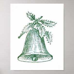 Christmas Bell with Holly Poster