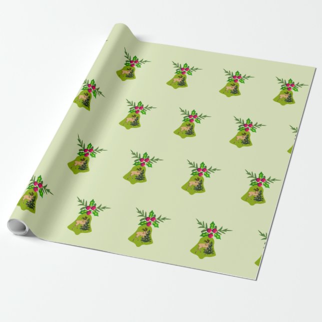 Christmas Bell Wrapping Paper (Unrolled)