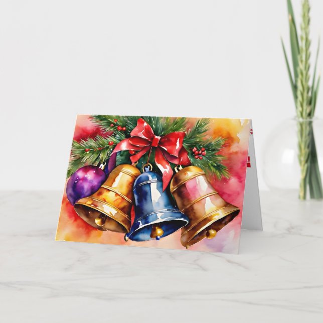 Christmas Bells, 3, watercolor artwork Card (Front)