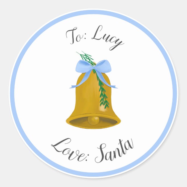 Christmas Bells and Bows Custom Gift Tag Sticker (Front)