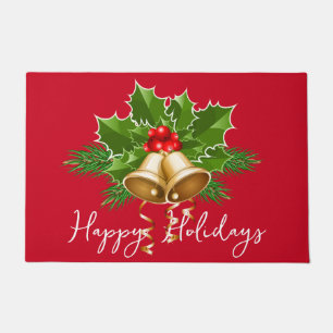 Christmas Bells and Holly Doormat