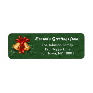 Christmas Bells and Holly Leaves Green