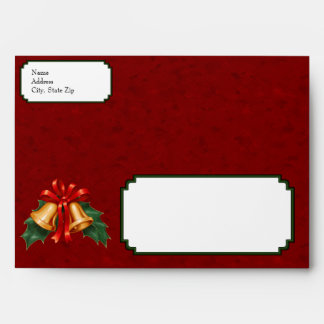 Christmas Bells and Holly Leaves Red Envelope