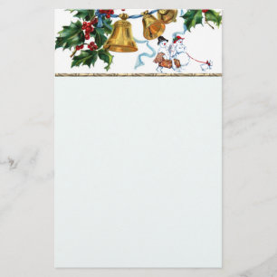 Christmas Bells And Holly Stationery