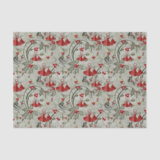 Christmas Bells and Holly Tissue Paper (Front)