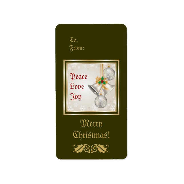 Christmas Bells And Ornaments Avery Label (Front)