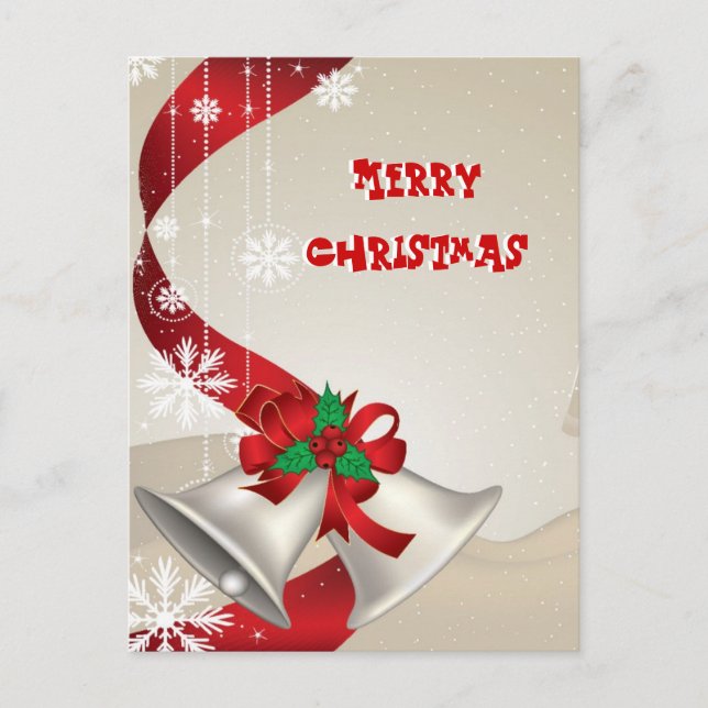 Christmas Bells And Ribbons Postcard (Front)