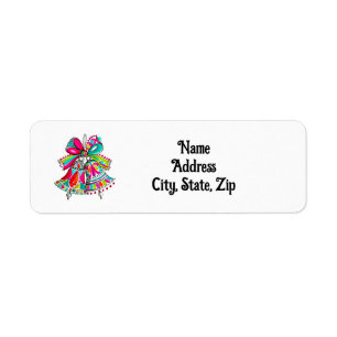 Christmas Bells Boho Cute Pink Holiday Address