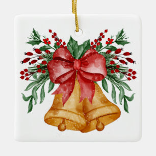 Christmas Bells Ceramic Ornament
