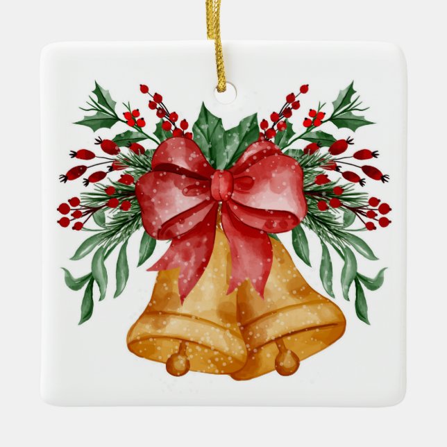 Christmas Bells  Ceramic Ornament (Front)
