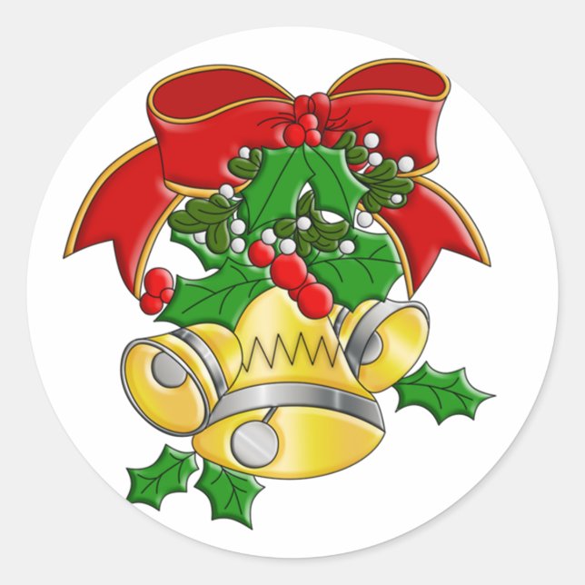 Christmas Bells Classic Round Sticker (Front)