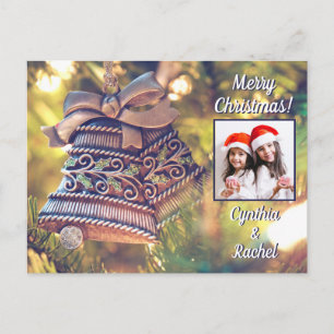 Christmas Bells custom photo & text postcard