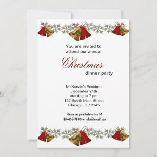 Christmas Bells dinner Invitation
