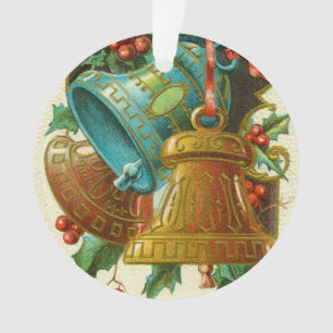 Christmas Bells, Festive Vintage Greeting Card Ornament