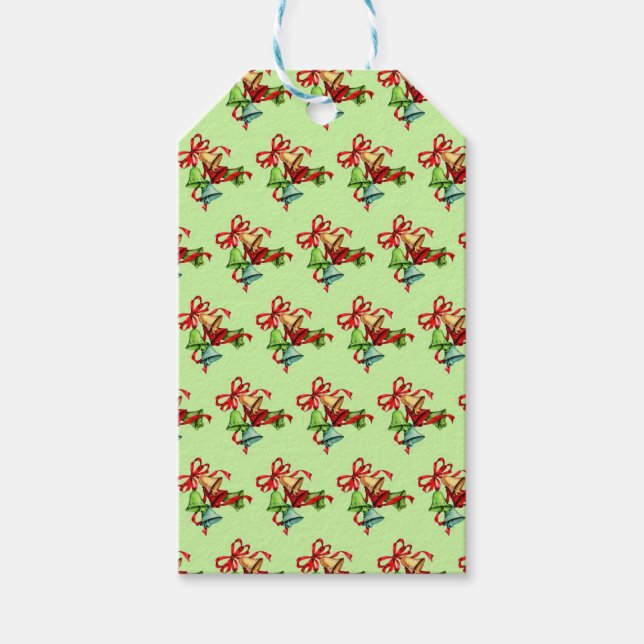 Christmas Bells Green Custom Gift Tags (Front)