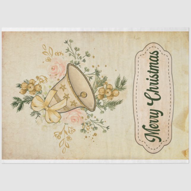 Christmas Bells Greetings Merry Christmas Tissue Paper (Front)