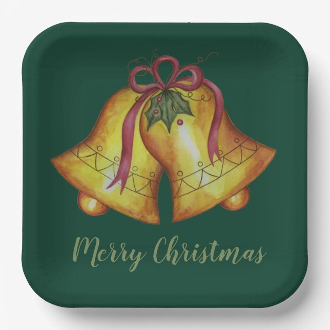 Christmas Bells Holiday Party Paper Plates  (Front)