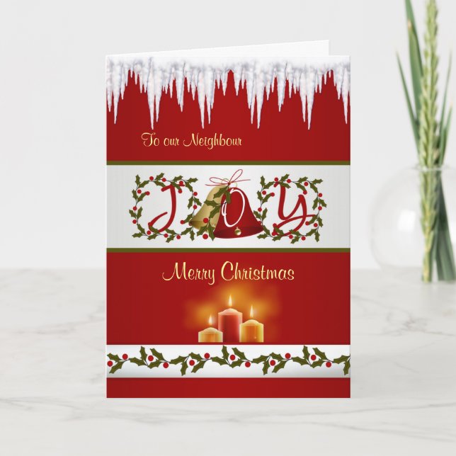 Christmas bells, holly and candles Neighbour Card (Front)