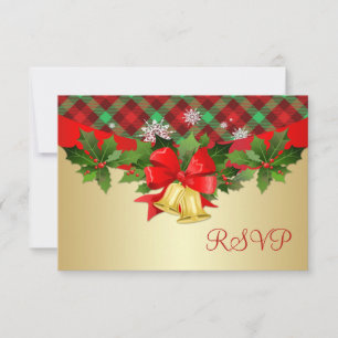 Christmas bells, holly and tartan pattern RSVP