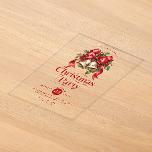 Christmas Bells & Holly Decoration Party Acrylic Invitations