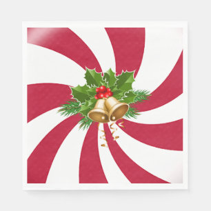 Christmas Bells on Peppermint Candy  Napkin