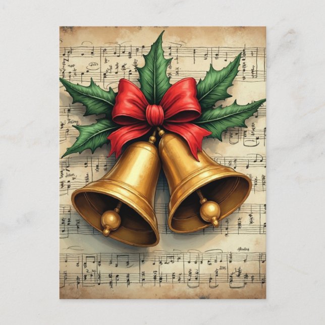 Christmas Bells on Sheet Music, Postcard (Front)