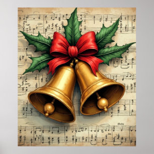 Christmas Bells on Sheet Music, Poster