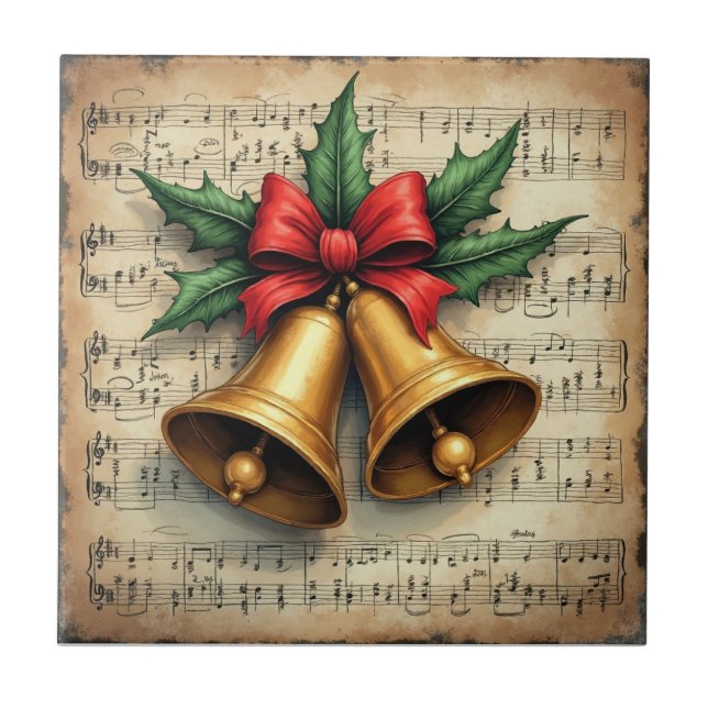 Christmas Bells on Sheet Music, Tile (Front)