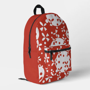 Christmas Bells Pattern - Red White Seamless Decor Printed Backpack