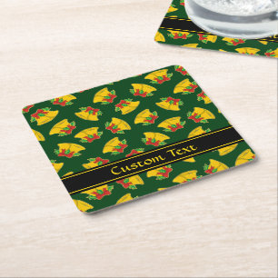 Christmas Bells Pattern Square Paper Coaster