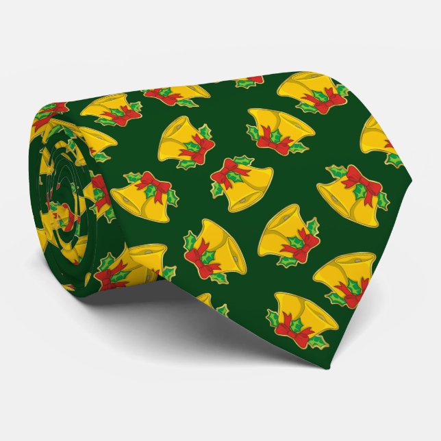 Christmas Bells Pattern Tie (Rolled)