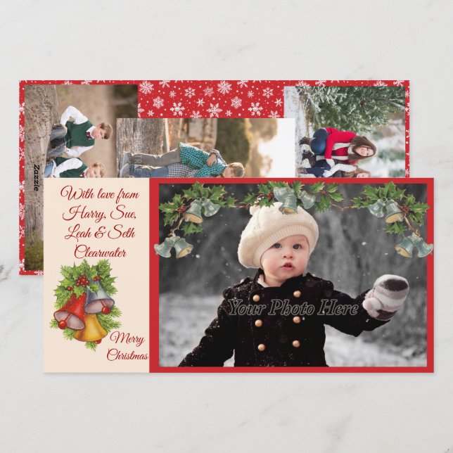 Christmas Bells Photocard Holiday Card (Front/Back)