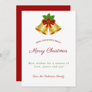 Christmas Bells Red Berries  Holiday Card
