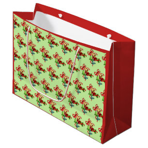 Christmas Bells, Red & Green Large Glossy Gift Bag